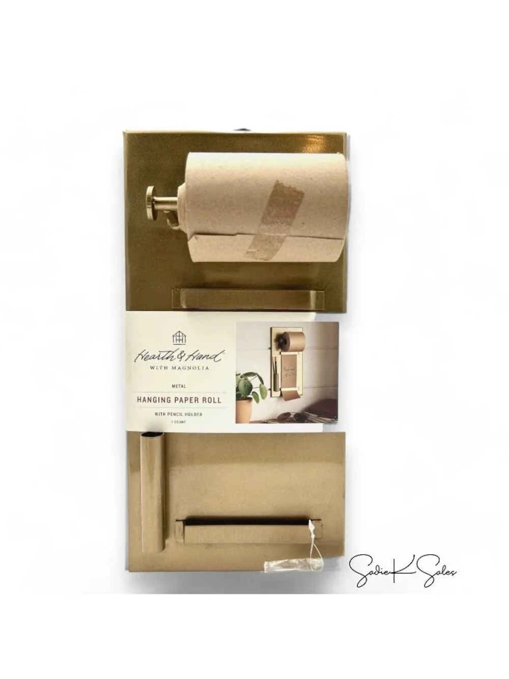 Brushed Metal Paper Roll Holder Brass - Hearth & Hand Magnolia, Target